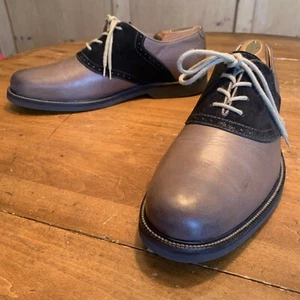 Nordstroms 1901 Saddle Shoes Black Suede Grey Leather 10 M - Picture 1 of 11