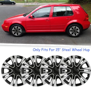 15" Set of 4 Hubcaps Wheel Cover Hub Caps Fits R15 Steel Wheel Rims For VW GOLF - Picture 1 of 15