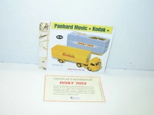 1 Sheet + Certif. Dinky Toys Atlas Repro Ref 32 Aj, Panhard Movic Kodak Semi-Rem - Picture 1 of 1