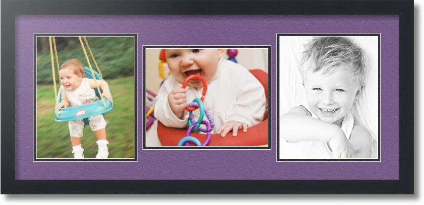 Коврик для коллажа ArtToFrames фоторамка 3 отверстия 8x10 дюймов матовый черный 117 - Изображение 1 из 1