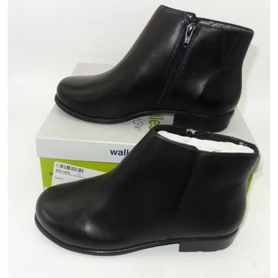 NOVAS Botas de Tornozelo Femininas de Couro Nappa Preto com Berços de Caminhada Lewis 7,5 de Largura - Imagem 1 de 4