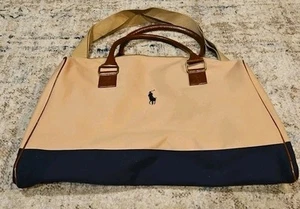 Ralph Lauren Fragrance Tan Canvas Travel Duffel Bag With Leather Straps - Picture 1 of 5