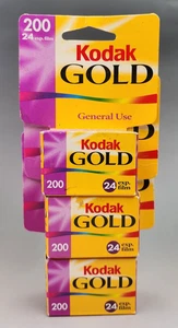 3 rollos vintage Kodak Gold 200 velocidades 24 exposición 35 mm película nuevo en caja expirado 2004 - Imagen 1 de 8