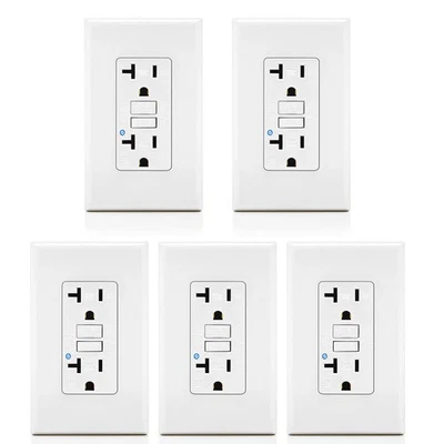 Paquete GFCI Tomacorrientes Dúplex Receptáculo Resistente a la Intemperie con Placas de Pared 5X Foto 1 de 4