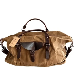 Bolso de Gimnasio NEWHEY Weekender Cuero Borde Algodón Encerado Lona Grande Marrón - Imagen 1 de 18