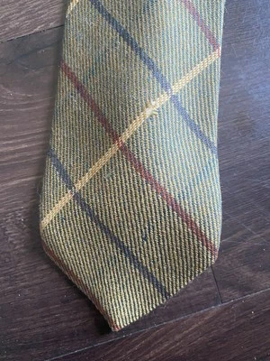 Corbata Burberry Vintage Patrón 100% Lana 56.5" Amarilla Hecha en Inglaterra Foto 1 de 4