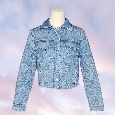 Chaqueta en Blanco NYC Azul Claro Lavado Ácido Denim Acolchada Botón a Presión Cómoda Elegante Talla XS Foto 1 de 4