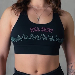 Kill Crew Flame High Support Sports Bra – Black/Teal – Women’s XS - Picture 1 of 5
