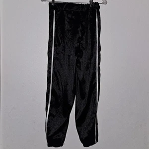Weissman Dancewear Black Pants White Stripes Pull-On Elastic Waist Child Size LC - Picture 1 of 8