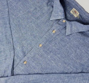 FAHERTY The Breeze Hemp Blend Blue Ultramarine L/S Chambray Shirt Men's Medium - Picture 1 of 9