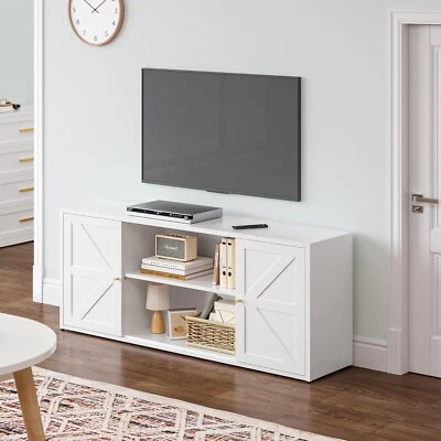 Soporte de TV Elegro Farmhouse para TV de 65" con 2 puertas de granero y estantes ajustables Foto 1 de 4