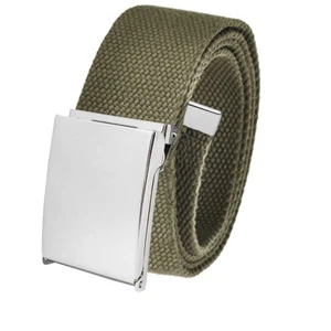 Build A Belt Adult 1.5" Silver Flip Top Buckle with Canvas Web Belt - Picture 1 of 13