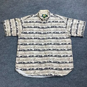 Cabela' Men's Button Down Short Sleeve Shirt Size Large Animal Print Western AOP - Picture 1 of 7