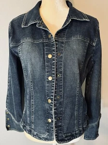 AMI Denim Jean Jacket Coat Size M button up Stretch Western Cowgirl Womens #105 - Picture 1 of 10