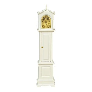 Dolls House White Victorian Grandfather Clock with Finial Hall Furniture 1:12 - Picture 1 of 1
