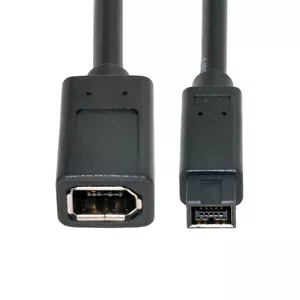 Firewire da 20 cm IEEE 1394 6 pin femmina a 1394b 9 pin maschio cavo da 400 a 800 nero - Foto 1 di 7