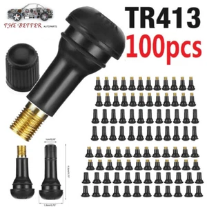 100PCS Tire VALVE STEMS TR 413 Snap-In Car Auto Short Rubber Tubeless Tyre Black - Picture 1 of 11