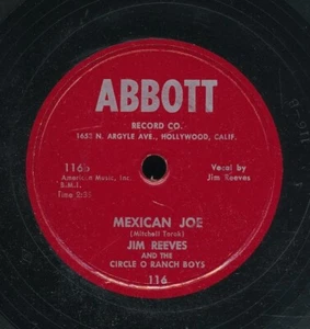 78tk-Country-ABBOTT 116-Jim Reeves-(Mexican Joe/I could cry) - Imagen 1 de 2