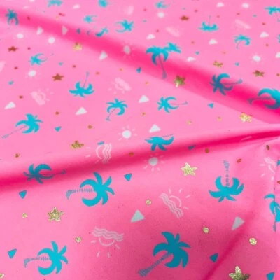 Palm Trees and Stars Stretch Spandex Fabric 60" wide Sewing By Yard Swimwear - Image 1 of 4