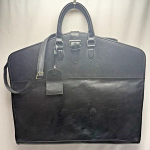 Zara Garment Bag Faux Leather Black Luggage Suit Bag Travel Bag 42"x22" 3 Pocket - Picture 1 of 12