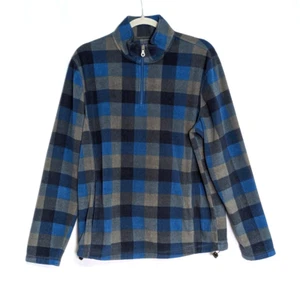 Croft & Barrow Mens 1/4 Zip Fleece Jacket Medium Blue Check - Picture 1 of 11