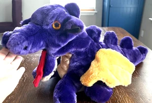 Vintage Lucy’s Toys Drache Plüsch Handpuppe Stofftier Lila & Gold Selten 24 Zoll - Bild 1 von 9