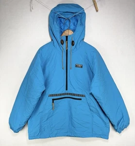 LL Bean Mountain Classic Insulated Anorak Women’s XL Reg Blue Hooded Aztec Trim - Picture 1 of 11