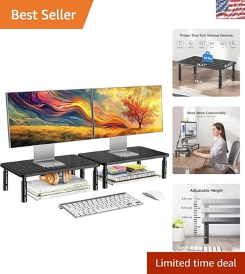 Ergonomic Adjustable Monitor Stand for Desk - Supports 44 lbs Dual Displays - Image 1 of 4