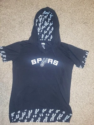 NBA For Her Short Sleeve Hoodie Womens Small Black White San Antonio Spurs - Image 1 of 4