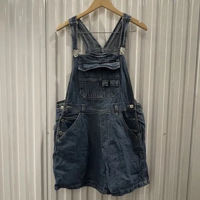 Route 66 Womens Size L-38"W Blue Jean Overall Shorts Medium Wash Cargo - Image 1 of 4