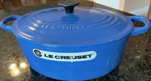 Vintage 90er Le Creuset #25 ovaler Dutch Oven blau, 3,5 Quart Frankreich keine Chips sauber - Bild 1 von 12