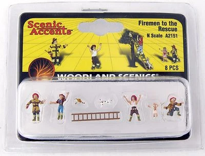 N Scale Firemen to the Rescue Figures - Woodland Scenics #A2151 - Image 1 of 2