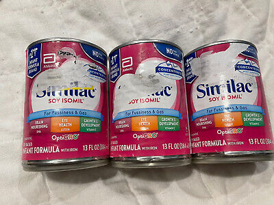 3 Similac Soy  Isomil Liquid 13fl Oz Concentrated Cans New Exp 07/01/2023 • 21.16€