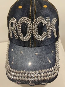 bling ladies denim rock gorra, patchwork angustiado sombreros a medida, fiesta, baile - Imagen 1 de 4