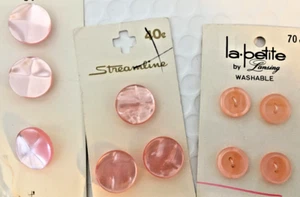 Vintage Buttons Card le chic streamline lansing pink peach 1/2" & 3/4" lot ITALY - Picture 1 of 17