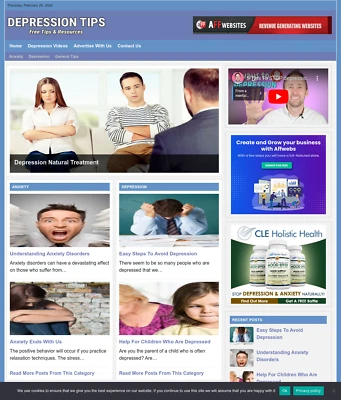 Depression Tips Website Business For Sale: Ready-to-Launch Free Installation - Image 1 of 3