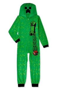 Sz 4-16 Minecraft One Piece Pajamas Creeper Union Suit Boy Girl Blanket Sleeper - Picture 1 of 2