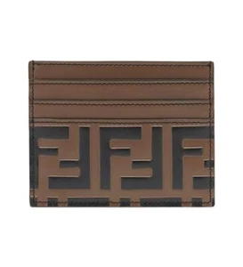 Fendi FF Brown Leather Card Holder - Picture 1 of 3