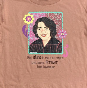 Girl T-Shirt Hispanic Heritage History Month Sz M 7/8 Taupe Latina Long Sleeve - Picture 1 of 3