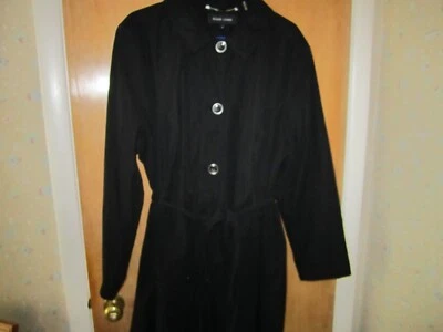Black Rivet Light Belted Trench Coat Jacket Womens Size 3x - Image 1 of 4