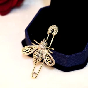 Elegant Gold Bee Brooch with Crystals for Women - Fine Jewelry Accessory - Picture 1 of 12