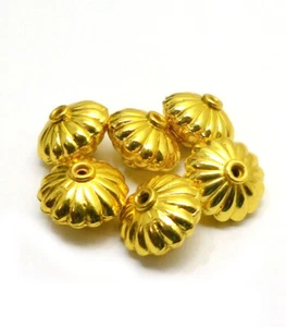 10 PCS 14X10MM SAUCER SPACER BEAD 18K GOLD PLATED 637 UFL-338 - Picture 1 of 3