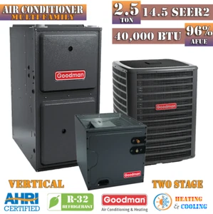 R32 Goodman 2.5 Ton Multi-Family AC & Gas Furnace System 14.5 SEER2 96% 40K BTU - Picture 1 of 7