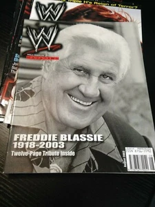WWF WWE Magazine AUGUST 2003 Freddie Blassie Tribute + Kurt Angle Brock Poster - Picture 1 of 2