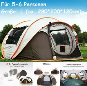 Zelt 5-6 Personen Campingzelt Pop-up Automatik Sekundenzelt Wurfzelt Familiezelt - Bild 1 von 18