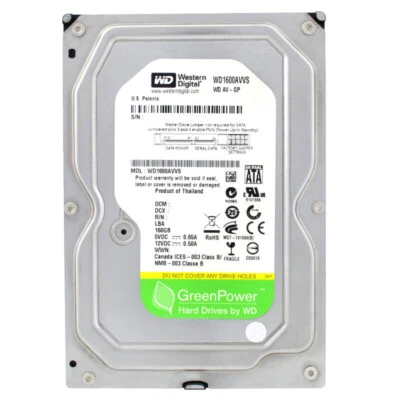 Disco Rigido Western Digital WD1600AVVS 160GB 5400 RPM 8MB SATA II 3,5 " Pollici - Immagine 1 di 4