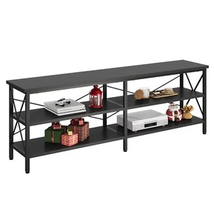 TV Stand Entertainment Center TV Media Console with 3-Tier Storage Shelves Black - Picture 1 of 7