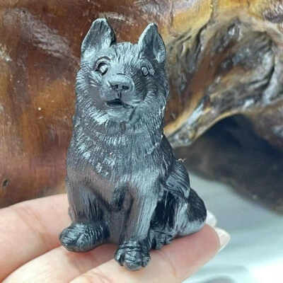 2" Natural obsidian quartz hand carved crystal dog skull gem reiki healing 1pc - Image 1 of 4