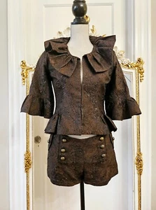 $800 Jasper Garvida Floral print 2-piece Silk Jacket & Shorts, size 4 (US) - Picture 1 of 24