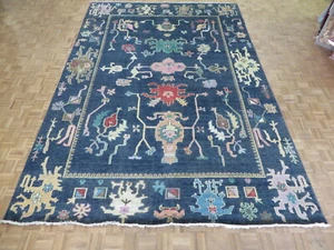 10 x 15 Hand Knotted Navy Blue Funky Oushak Oriental Rug G12192 - Picture 1 of 12